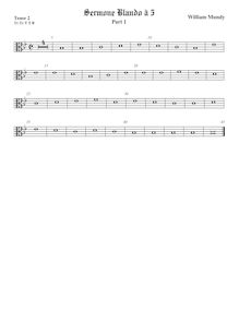 Partition ténor viole de gambe 2, alto clef, Sermone Blando, Mundy, William par William Mundy