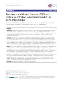 Prevalence and clinical features of HIV and malaria co-infection in hospitalized adults in Beira, Mozambique