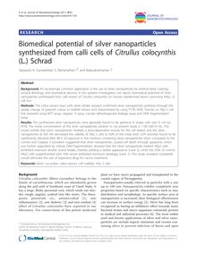Biomedical potential of silver nanoparticles synthesized from calli cells of Citrullus colocynthis(L.) Schrad