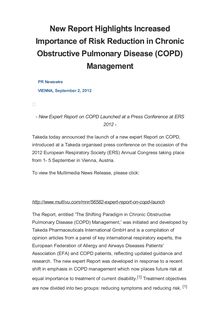 New Report Highlights Increased Importance of Risk Reduction in Chronic Obstructive Pulmonary Disease (COPD) Management