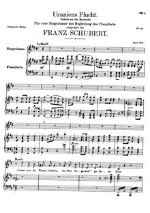 Partition complète, Uraniens Flucht, D.554, Urania s Flight, Schubert, Franz