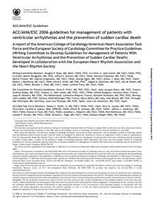 ACC/AHA/ESC 2006 Guidelines for Management of Patients With Ventricular Arrhythmias and the Prevention of Sudden Cardiac Death