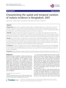 Characterizing the spatial and temporal variation of malaria incidence in Bangladesh, 2007
