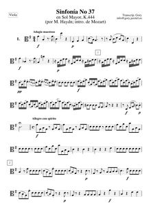 Partition altos, Symphony No.37, G major, Mozart, Wolfgang Amadeus