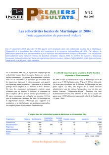 Les collectivités locales de Martinique en 2004 : Forte augmentation du personnel titulaire