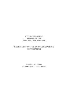 Syracuse Police Department Cash Audit as of October  28 2005  3 