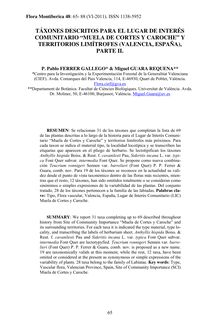 Táxones descritos para el LIC "Muela de Cortes y Caroche" y territorios limítrofes (Valencia), II