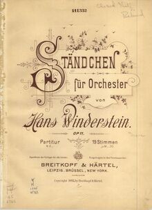 Partition couverture couleur, Ständchen für Orchester, Winderstein, Hans