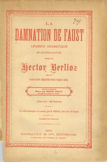 Partition couverture couleur, La damnation de Faust, Légende dramatique (Opéra de concert)