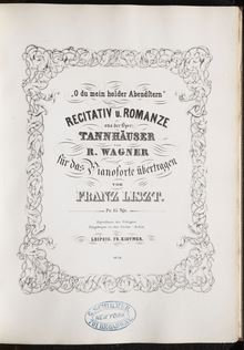 Partition O du mein holder Abendstern (S.444), Collection of Liszt editions, Volume 2