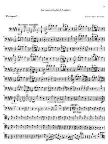 Partition violoncelles, La gazza ladra (pour Thieving Magpie), Melodramma semiserio in due atti