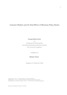 Customer markets and the real effects of monetary policy shocks [Elektronische Ressource] / vorgelegt von Nikolay Hristov