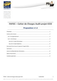 FAFIEC – Cahier de Charges Audit projet ICEO 