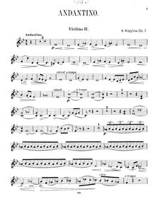 Partition violon 2, Andantino sur le thème B-la-f, B♭ major, Kopylov, Aleksandr
