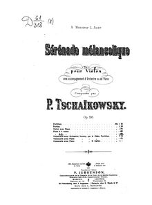 Partition complète, Sérénade mélancolique, Меланхолическая серенада par Pyotr Tchaikovsky