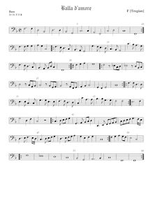 Partition viole de basse, Balla d amore, Tregian, Francis (the Younger)