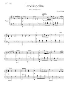 Partition Pianopiece, Larvikspolka EG 101, Grieg, Edvard