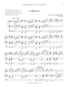Partition , Offertoire, L Organiste Moderne, Lefébure-Wély, Louis James Alfred