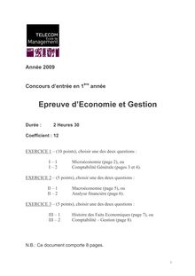 Economie et Gestion 2009 TELECOM Management