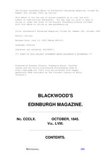 Blackwood s Edinburgh Magazine, Volume 58, Number 360, October 1845