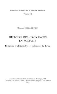Histoire des croyances en Somalie, M. Mohamed Abdi, 1992