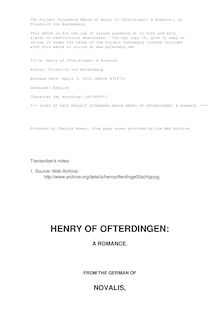 Henry of Ofterdingen: A Romance.