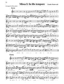 Partition Soprano 1 enregistrement , Missa da Capella a sei voci fatta sopra il motetto en illo tempore del Gomberti