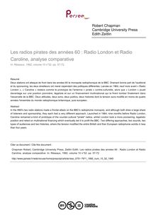 Les radios pirates des années 60 : Radio London et Radio Caroline, analyse comparative - article ; n°52 ; vol.10, pg 57-72