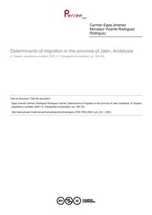 Determinants of migration in the province of Jaén, Andalusia - article ; n°1 ; vol.20, pg 109-124