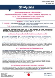 Studyrama organise deux salons d orientation à Montpellier le 14 octobre