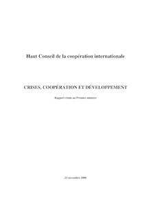 Crises, coopération et développement : rapport remis au Premier ministre