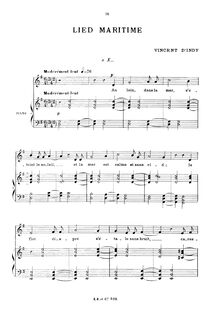 Partition complète (G major), Lied maritime, Op. 43, Indy, Vincent d 