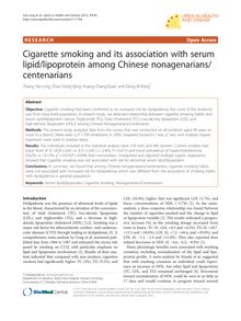 Cigarette smoking and its association with serum lipid/lipoprotein among Chinese nonagenarians/centenarians