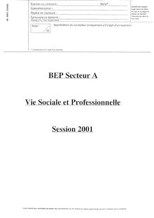 Vie sociale et professionnelle (VSP) 2001 Décolletage BEP - Productique mécanique