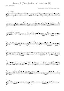 Partition parties complètes, 12 sonates, Loeillet, Jean Baptiste