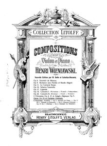Partition de violon, 3 Feuillets d Album, Wieniawski, Henri