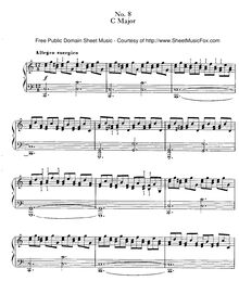 Partition No.8 en C major, 15 Etudes de Virtuosité, 15 Virtuosity Studies