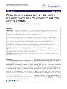 Perspective and agency during video gaming influences spatial presence experience and brain activation patterns