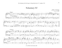 Partition Voluntary VI (D major), Bénévoles, Stanley, John