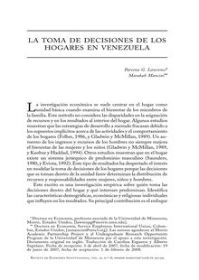 Las decisiones de los hogares en Venezuela (Household Decision-making in Venezuela)