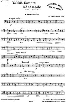 Partition Basses, Sérénade pour Violon, Op.4, Serenade for Violin and Orchestra