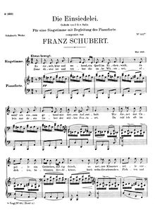 Partition voix + partition de piano, Die Einsiedelei, D.563, The Hermitage