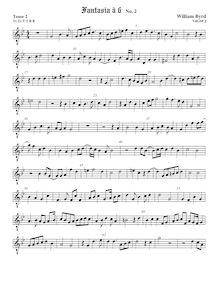 Partition ténor viole de gambe 2, octave aigu clef, fantaisies pour 6 violes de gambe