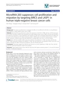 MicroRNA-203 suppresses cell proliferation and migration by targeting BIRC5 and LASP1 in human triple-negative breast cancer cells