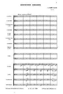 Partition complète, Piano Concerto No.4, Quatrième Concerto pour Piano et Orchestre