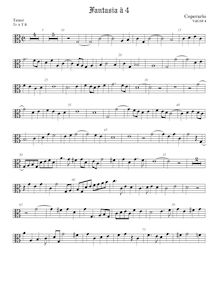 Partition ténor viole de gambe 2, alto clef, Fantasia pour 4 violes de gambe par John Coperario