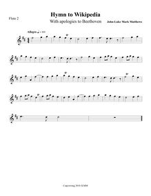 Partition flûte 2, Hymn to Wikipedia, D major, Matthews, John-Luke Mark