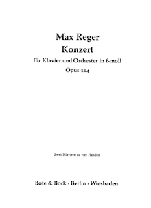 Partition , Allegro moderato, Piano Concerto, Op.114, Reger, Max