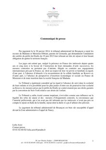 Affaire Dibrani : communiqué de presse du Tribunal Administratif de Besançon