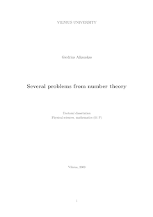 Several problems from number theory ; Kai kurie skaičių teorijos uždaviniai